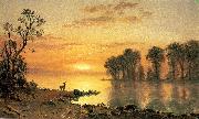 Albert Bierstadt Sunset, Deer and River France oil painting artist